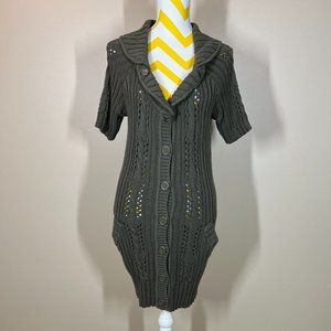 DKNY Jeans Shawl Collar Button Up Knit Sweater